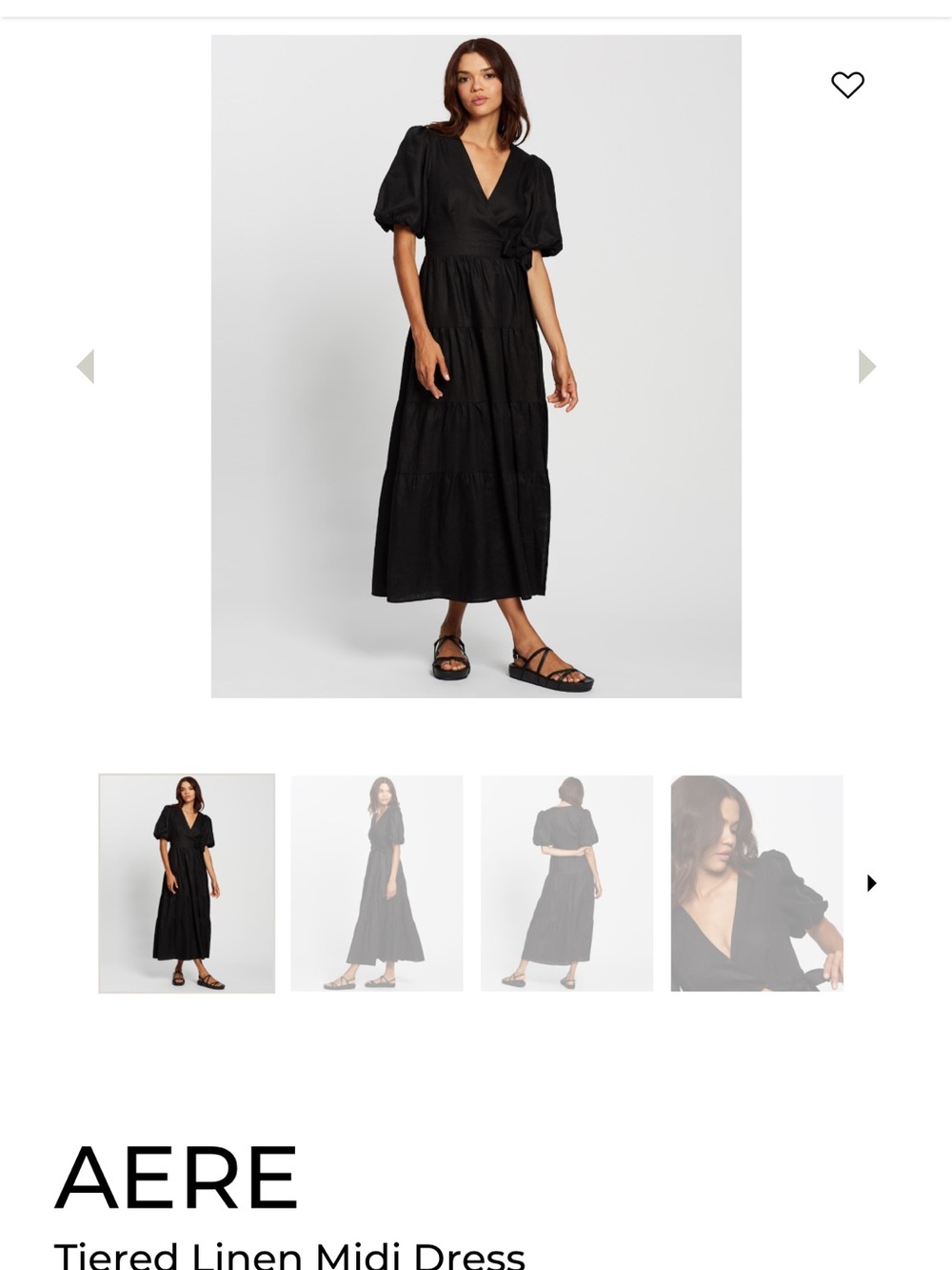 Black Tiered Linen Midi Dress
